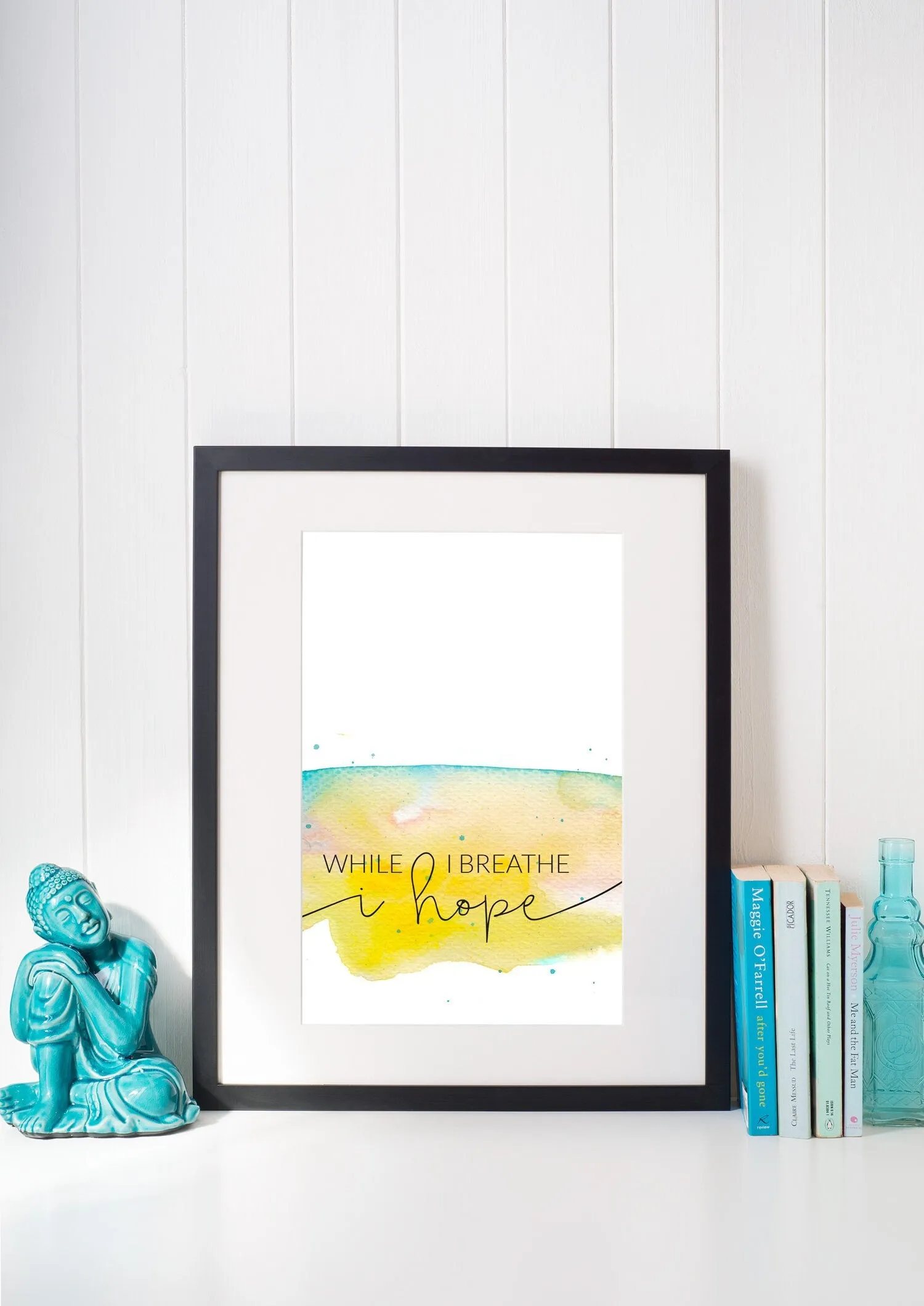 While I Breathe I Hope sign, South Carolina art print, inspirational quote art, beachy wall art, South Carolina decor, framed quote wall art