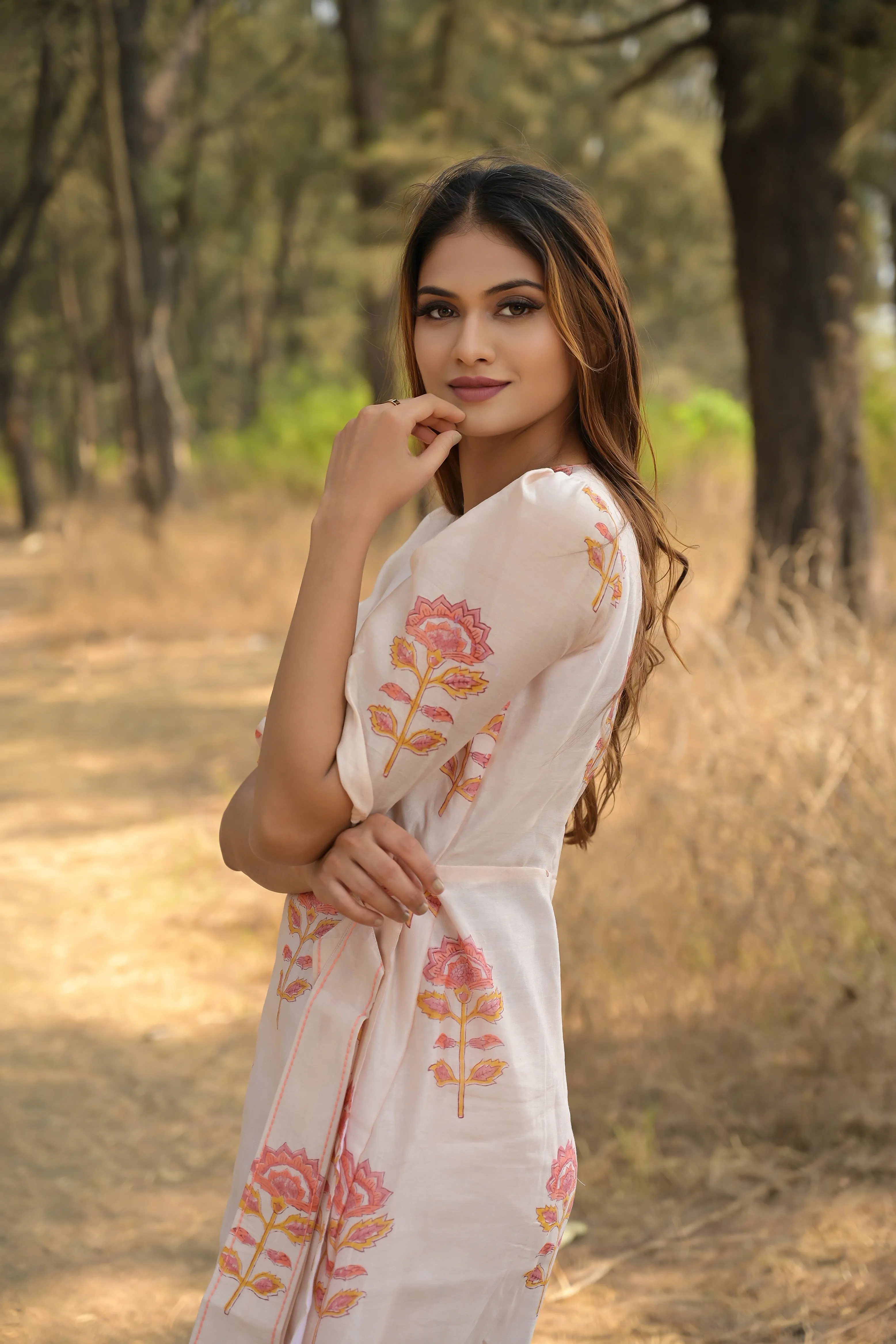 White 'Charming' Chanderi Angrakha Dress