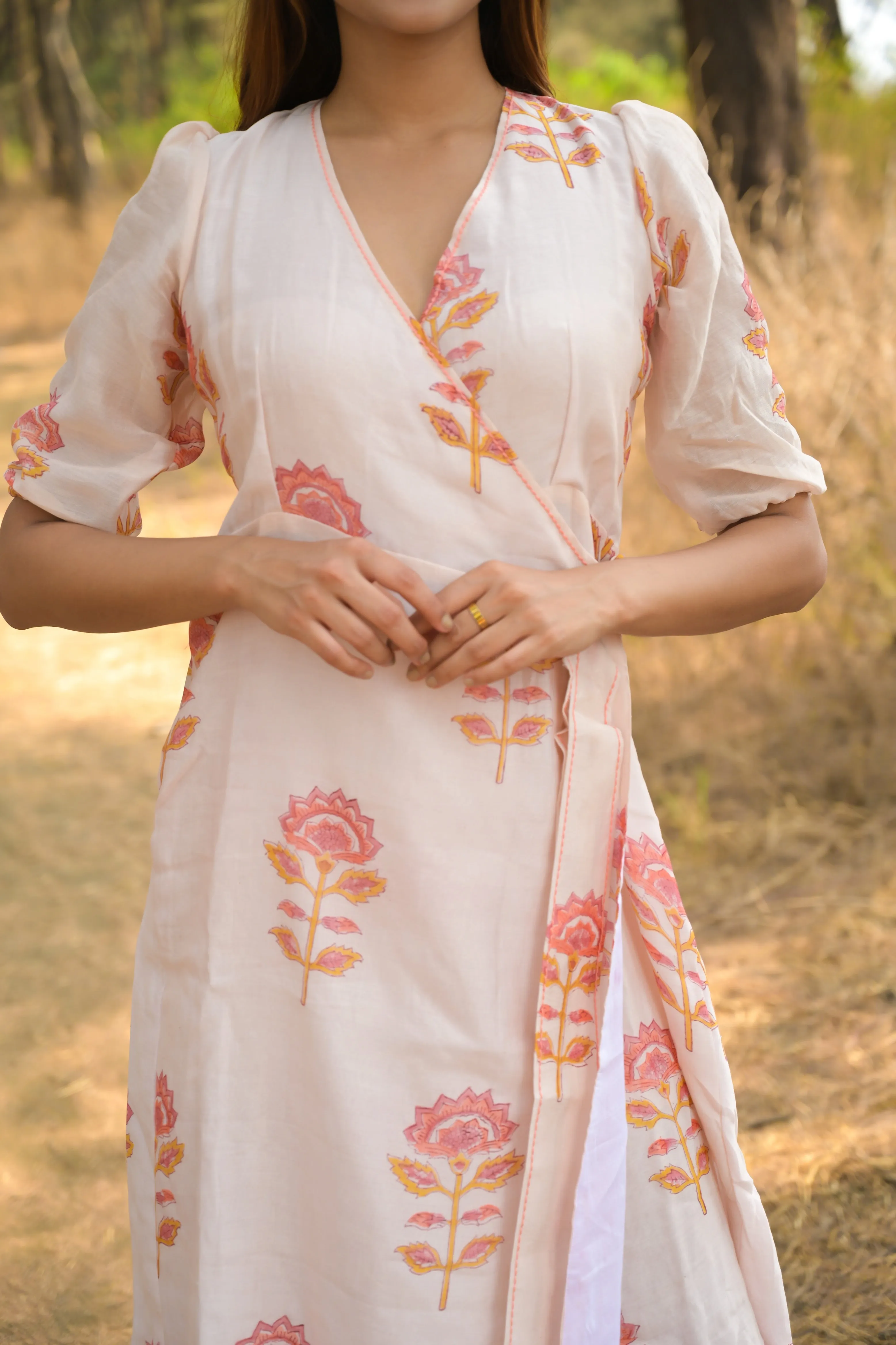 White 'Charming' Chanderi Angrakha Dress