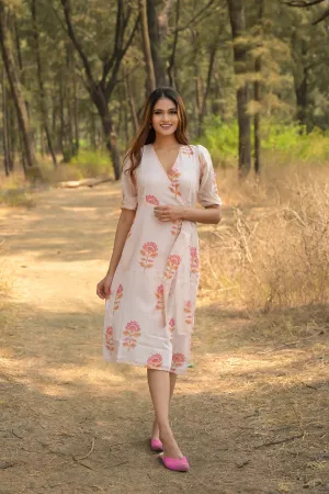 White 'Charming' Chanderi Angrakha Dress