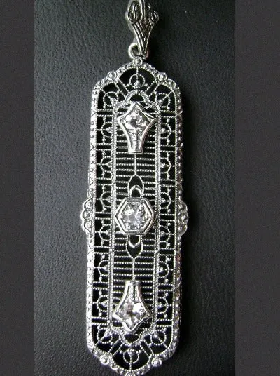 White CZ 3 King Pendant, Fashionable Edwardian Jewelry Design#P197 - Ready to Ship