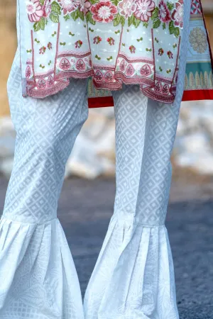 White Floral Embroidered Suit, Pant, Shirt, Shawl