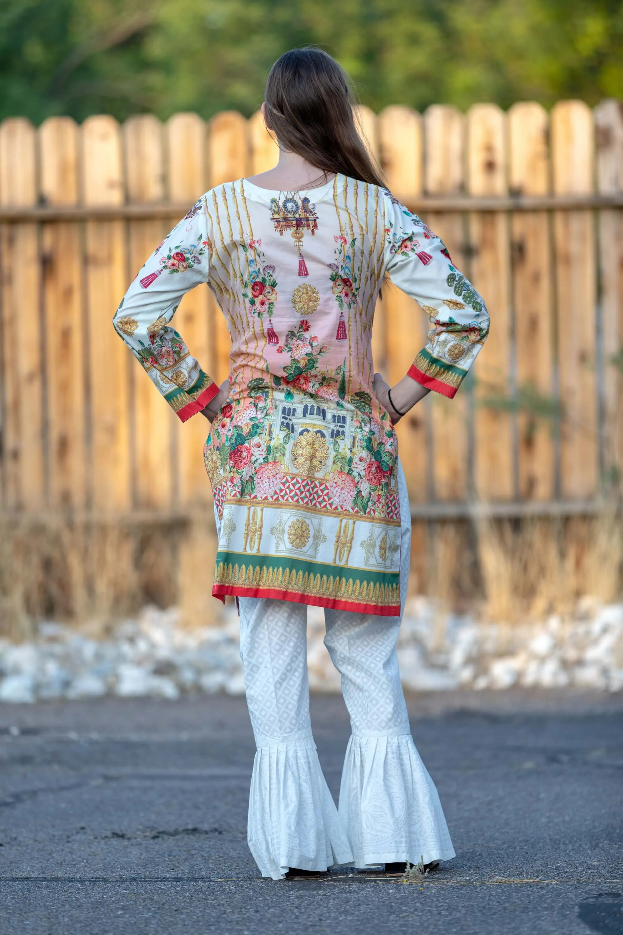 White Floral Embroidered Suit, Pant, Shirt, Shawl