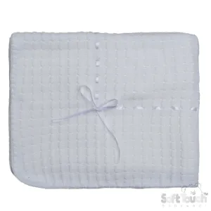 White Waffle Shawl - Ribbon (95x95cm) (PK4) SH12-W