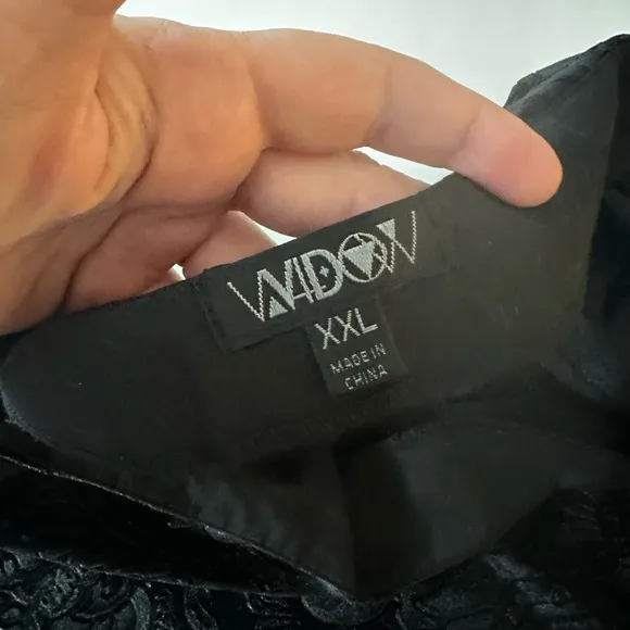 Widow X Dolls Kill Black Velvet Veiled Sorrows Ruffle Lace Gothic Maxi Skirt XXL