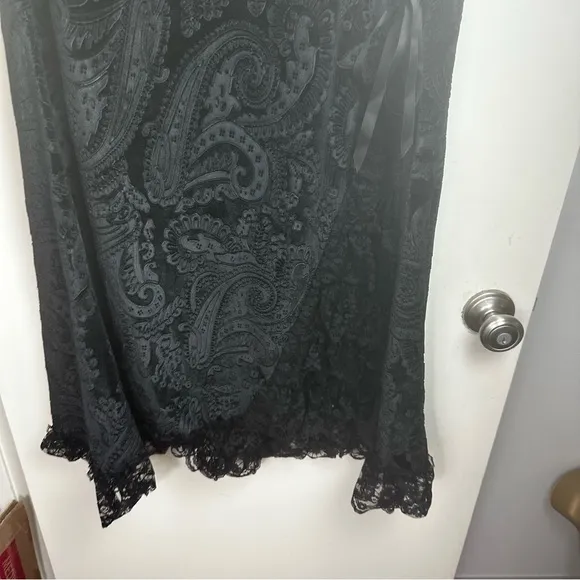 Widow X Dolls Kill Black Velvet Veiled Sorrows Ruffle Lace Gothic Maxi Skirt XXL