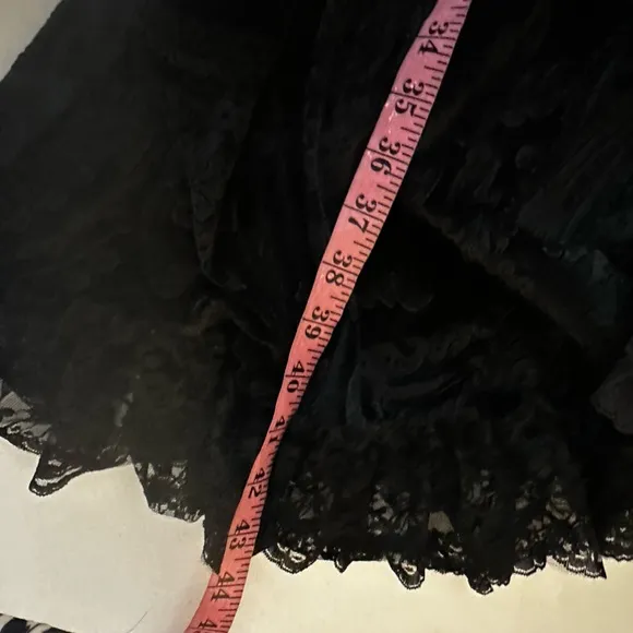 Widow X Dolls Kill Black Velvet Veiled Sorrows Ruffle Lace Gothic Maxi Skirt XXL