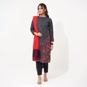 Women Black & Red Ethnic Three Piece Set