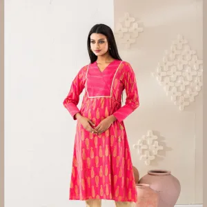 Women Cotton Pink Kurti