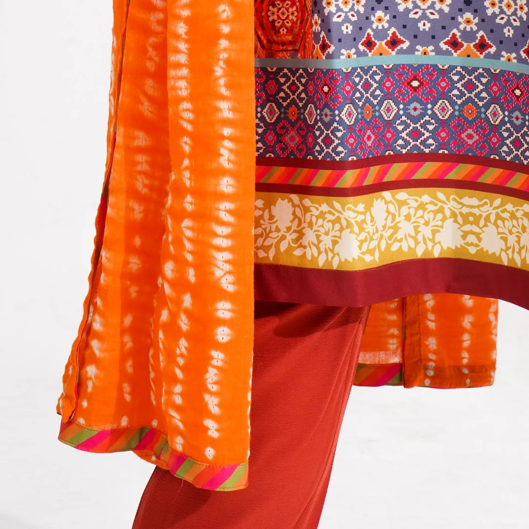 Women Orange Ethnic Three Piece Set
