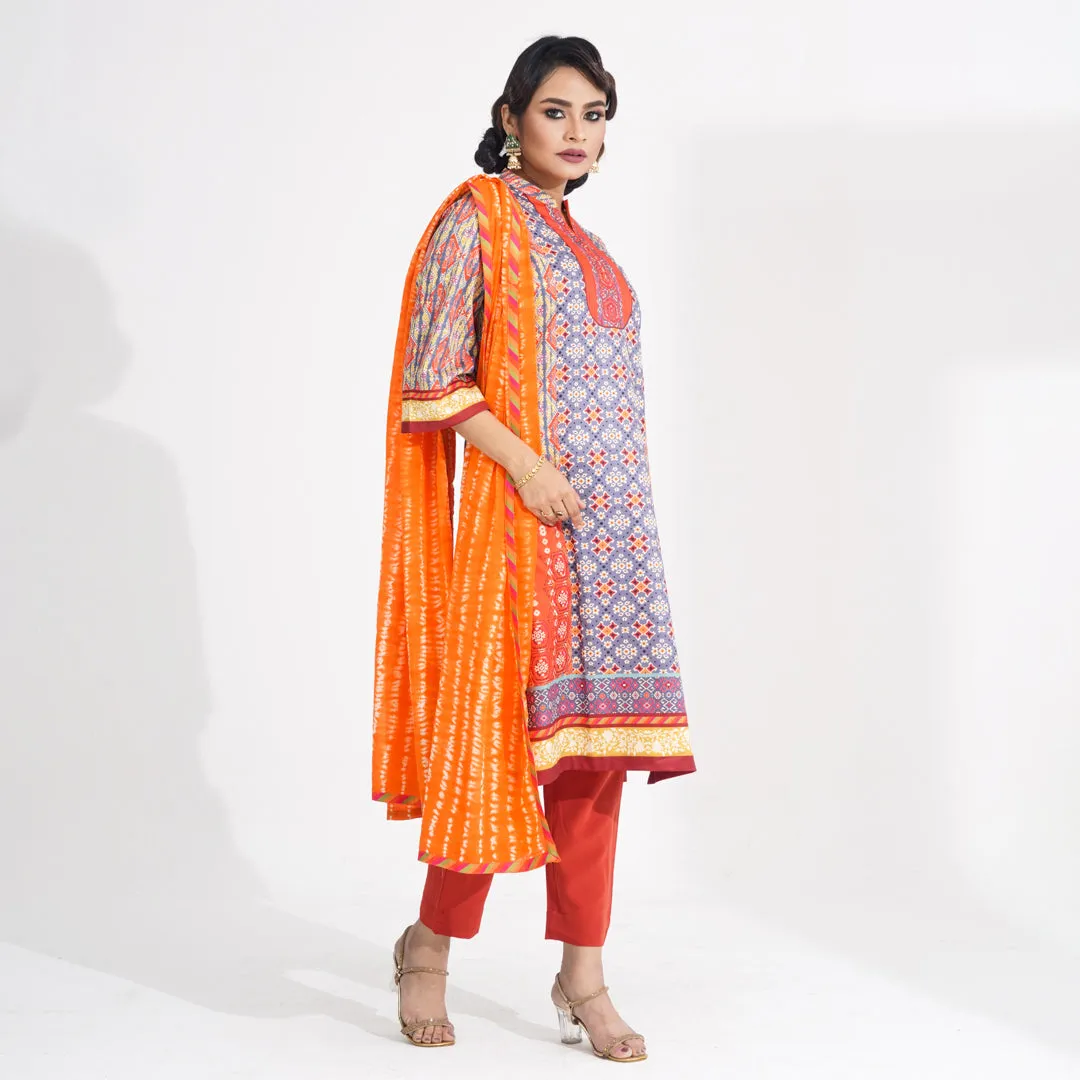 Women Orange Ethnic Three Piece Set