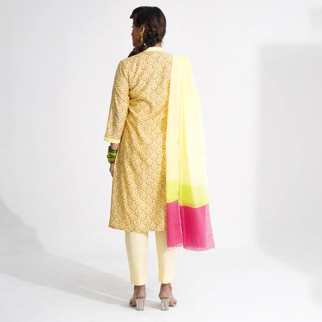 Women Yellow Ethnic Three Piece Set