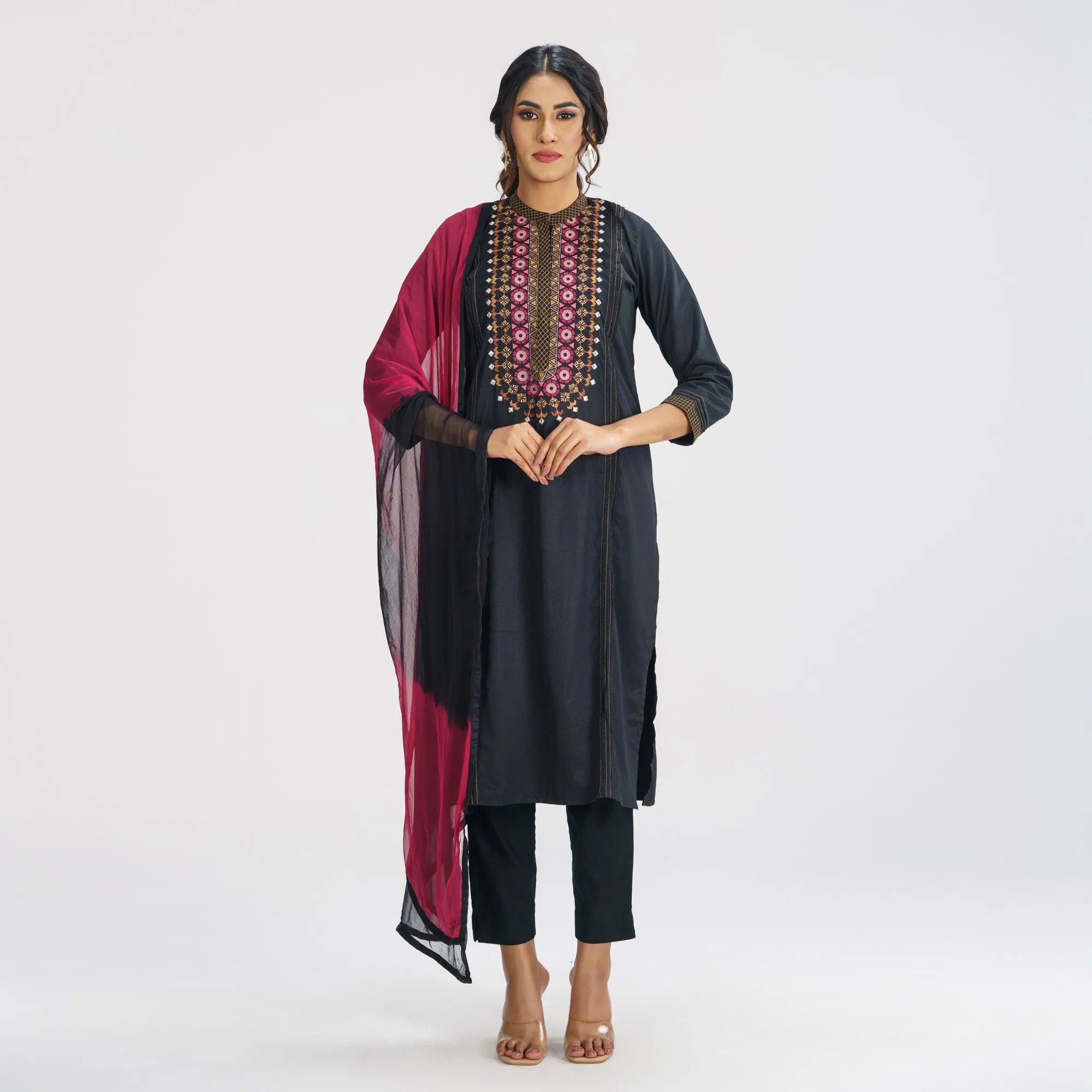 Womens Black Ethnic 3-Piece