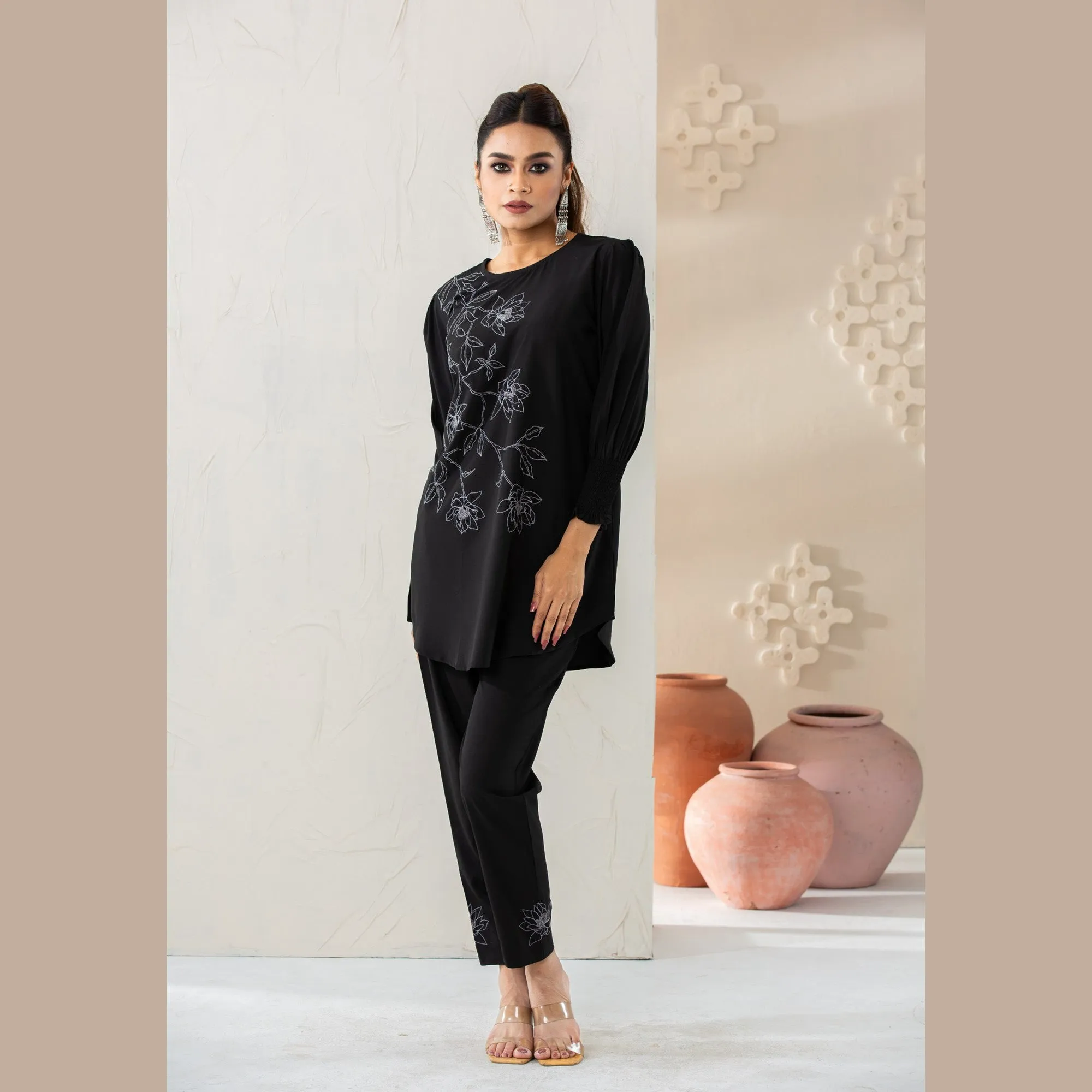 Womens Black Ethnic Set