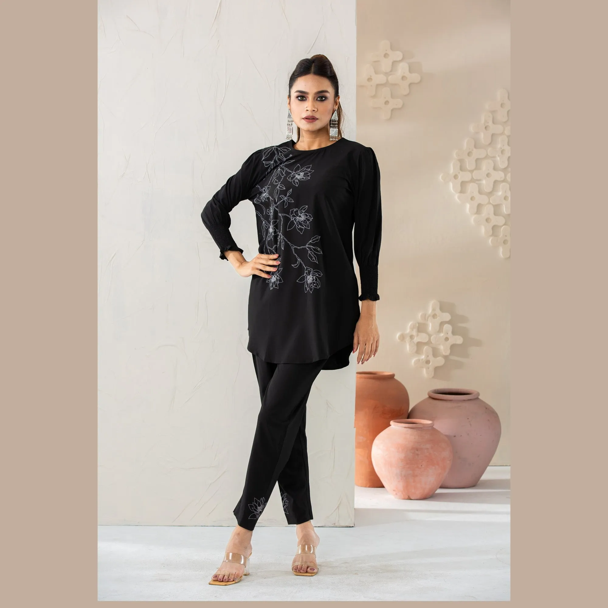Womens Black Ethnic Set