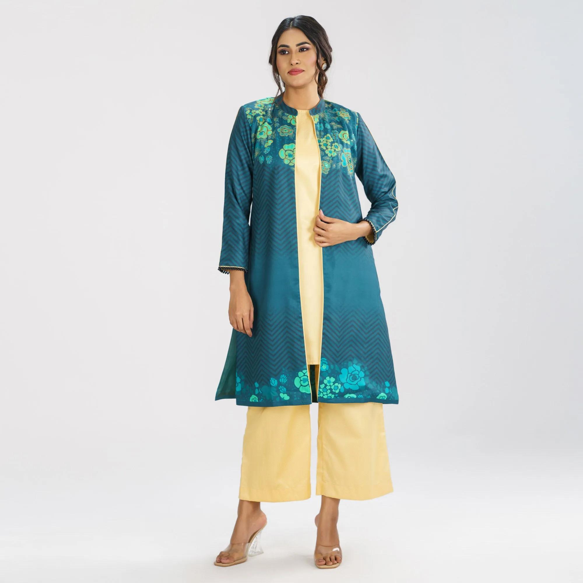 Womens Ethnic Mauve Three Piece Set