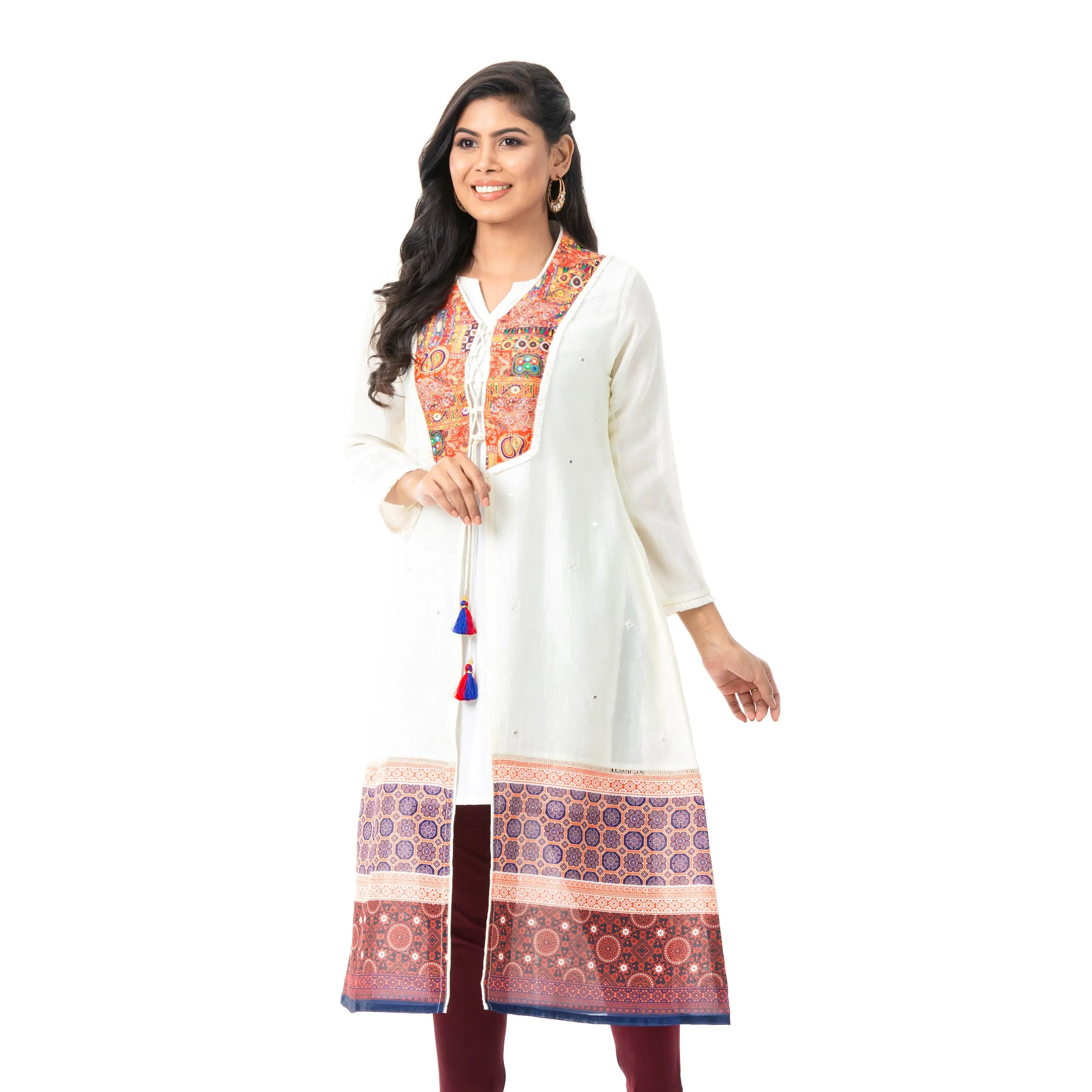 Womens Ethnic Off White Shrug