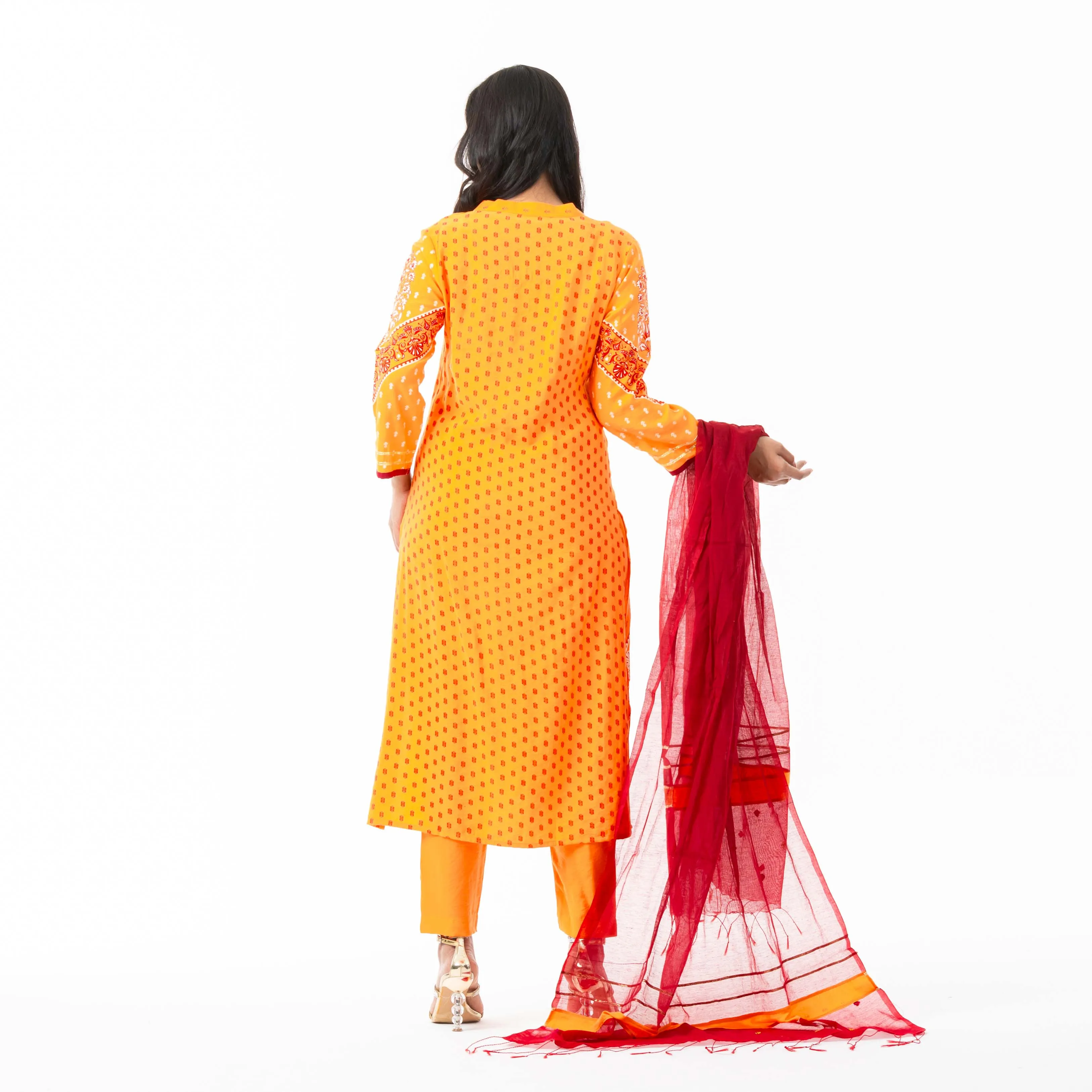 Womens Ethnic Tangerine 3-Piece Set