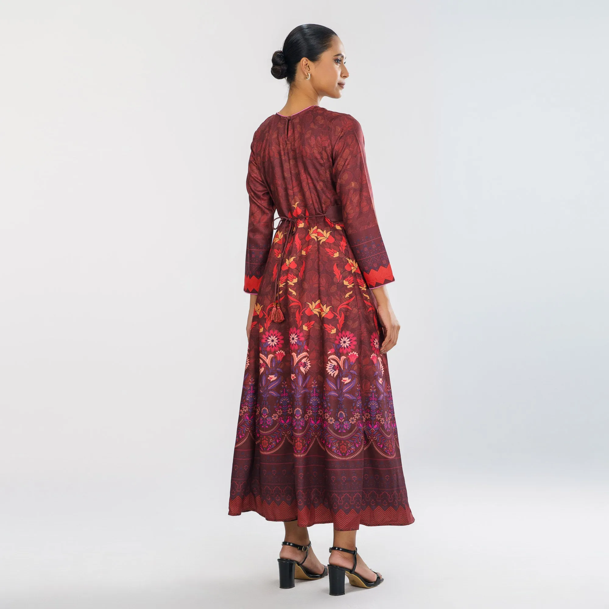 Womens Multicolor Digital Printed Gown