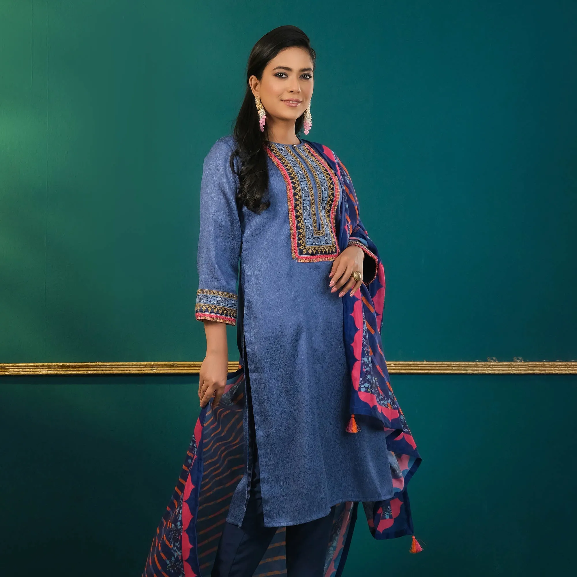 Womens Navy Embellish Set