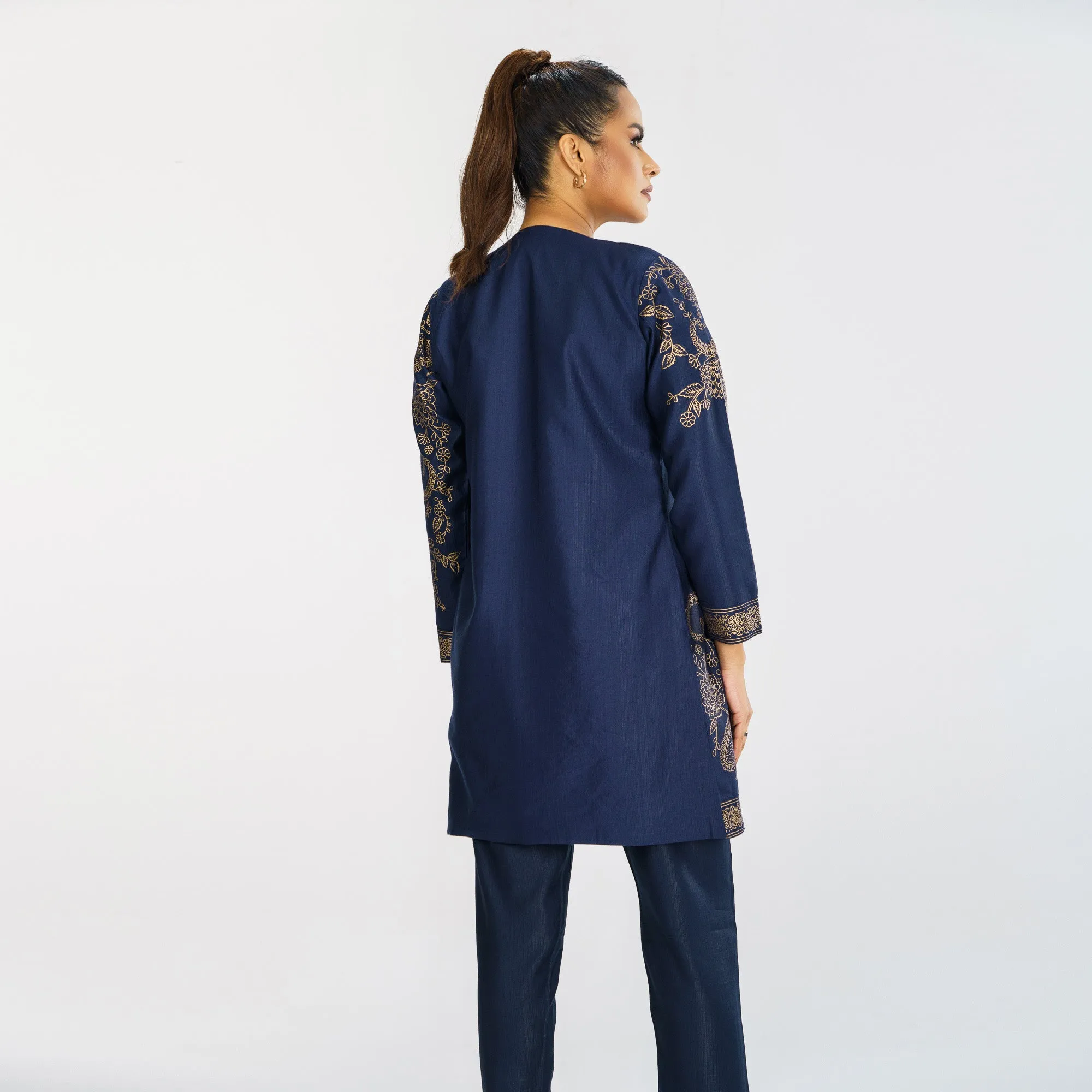 Womens Navy Ethnic Jacket