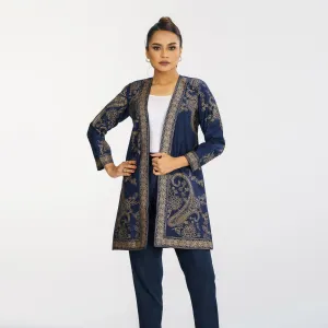 Womens Navy Ethnic Jacket