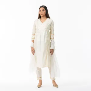 Womens Off-White Ethnic 3-Piece