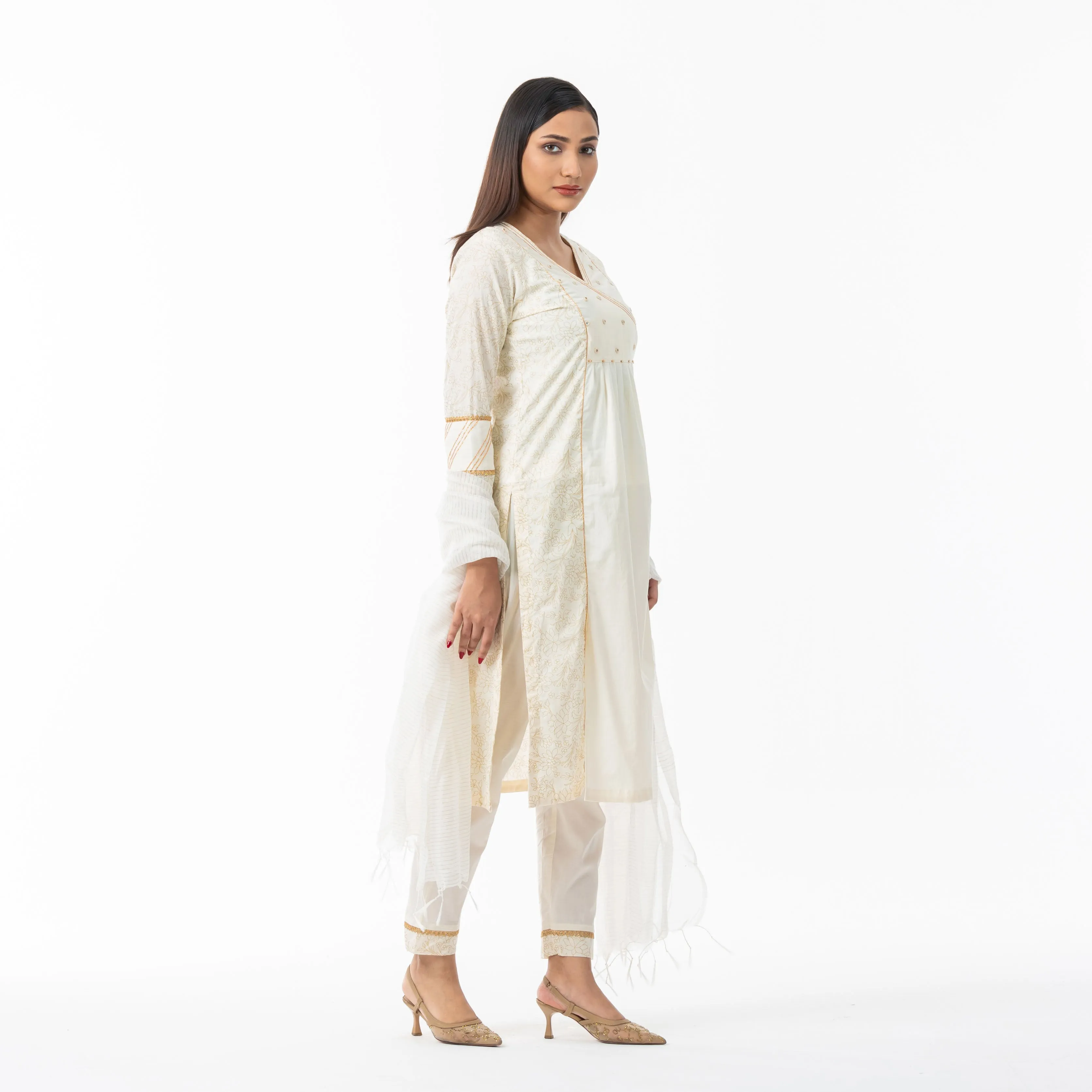 Womens Off-White Ethnic 3-Piece