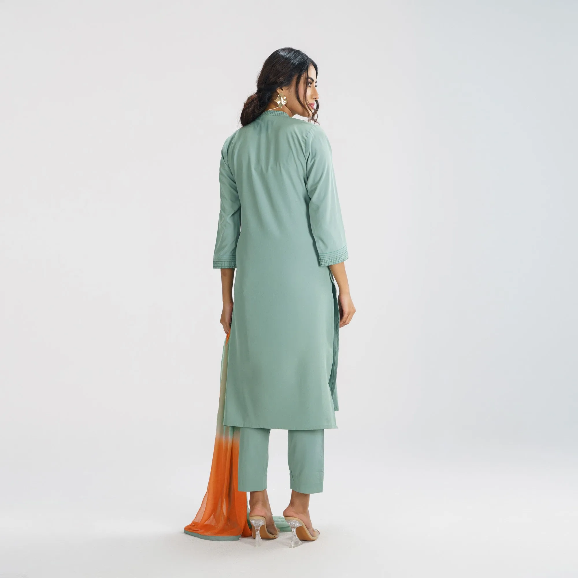 Womens Pistachio Green Ethnic 3-Piece