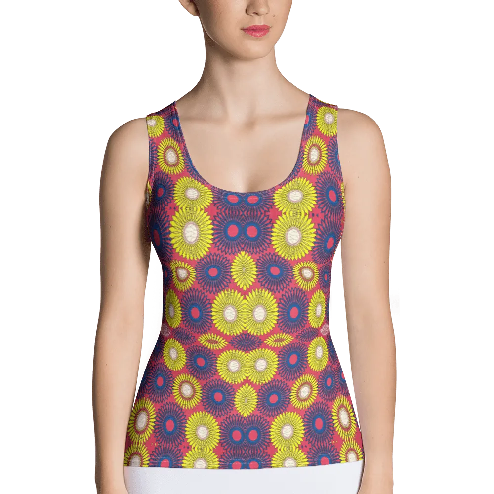 Yellow Blue African Print Tank Top