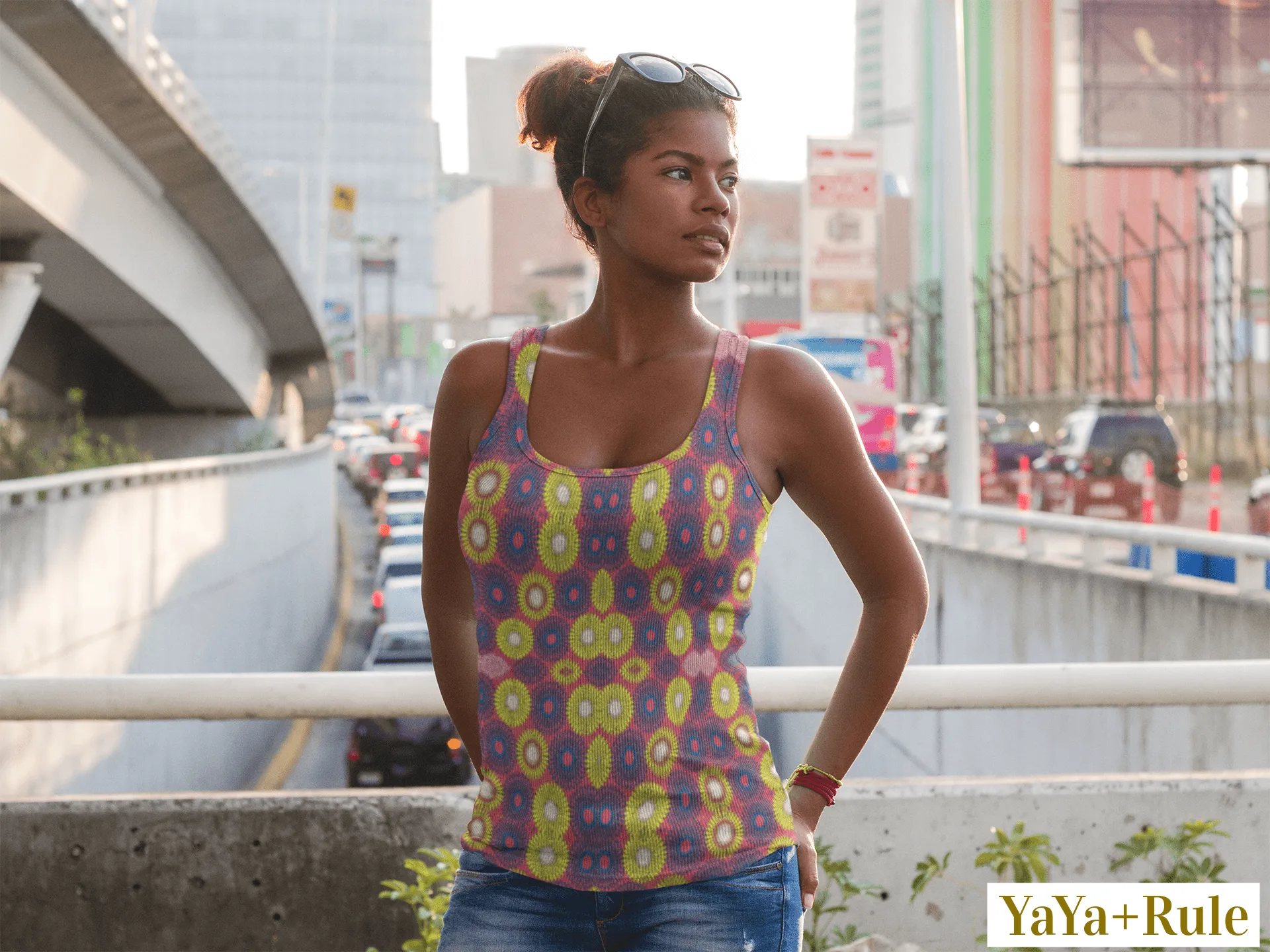 Yellow Blue African Print Tank Top