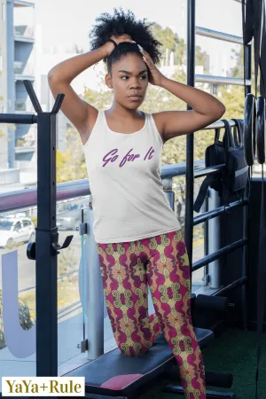 Yellow Fuschia African Print Leggings