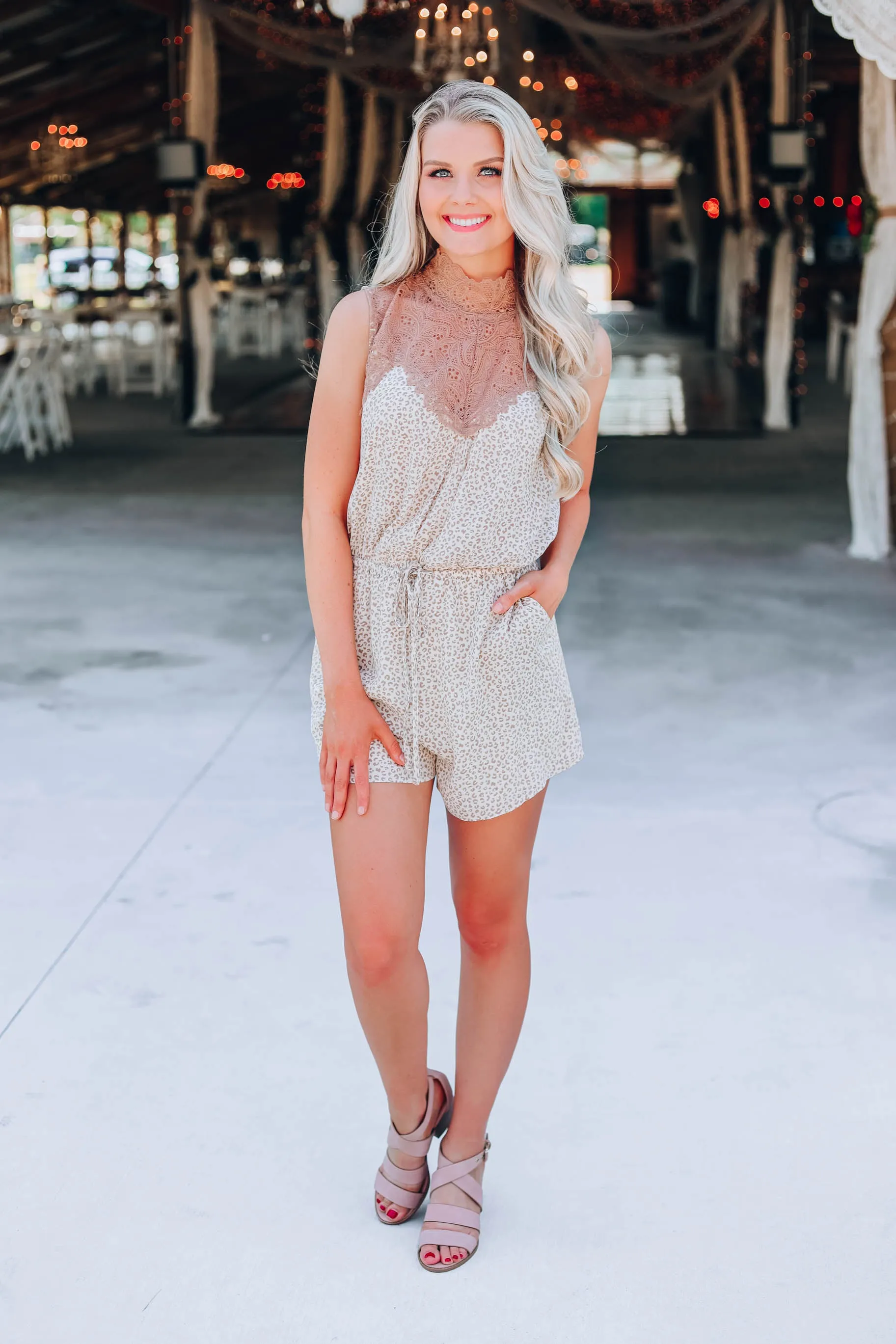You're Priceless Victorian Romper - Taupe