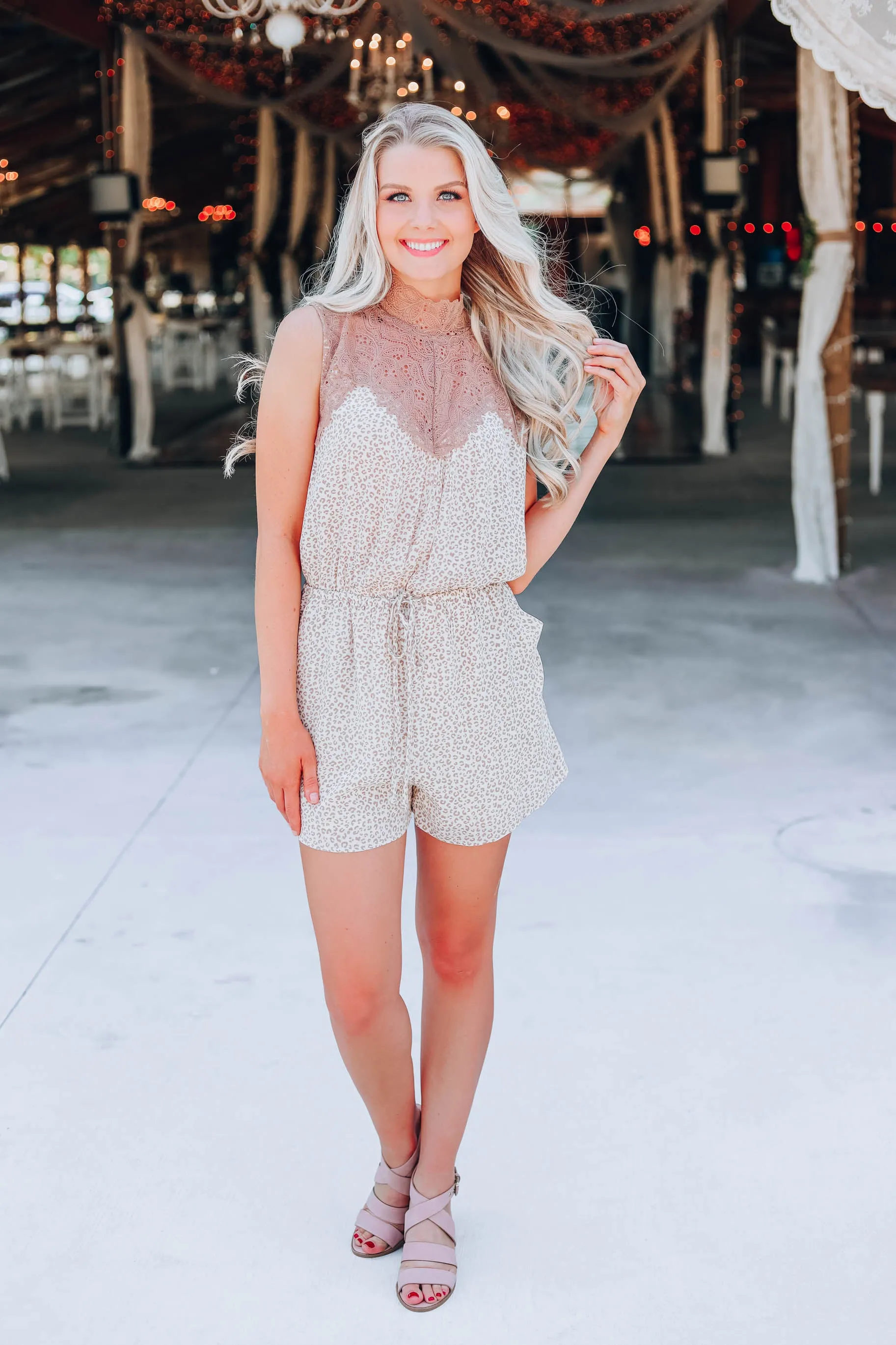 You're Priceless Victorian Romper - Taupe