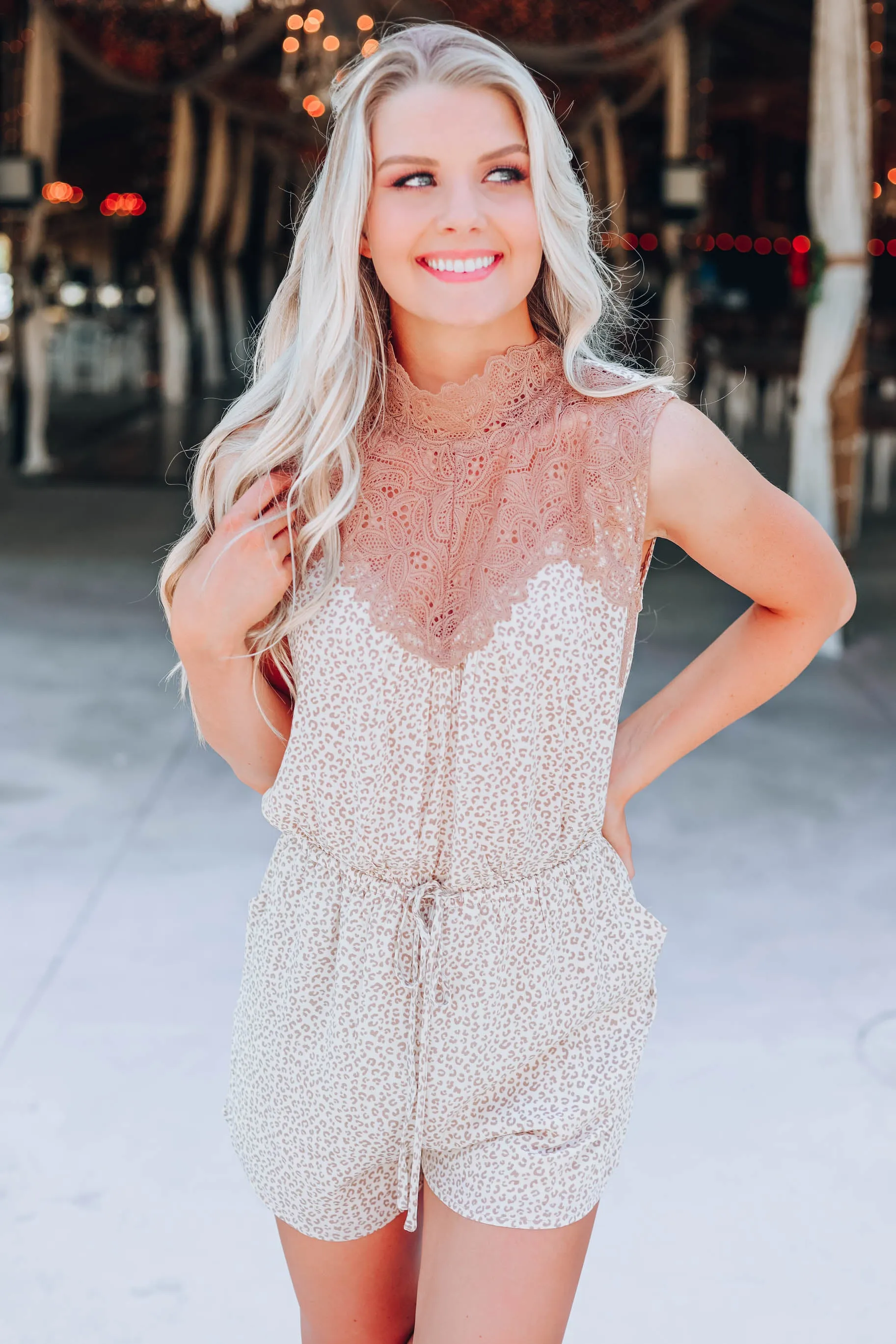 You're Priceless Victorian Romper - Taupe