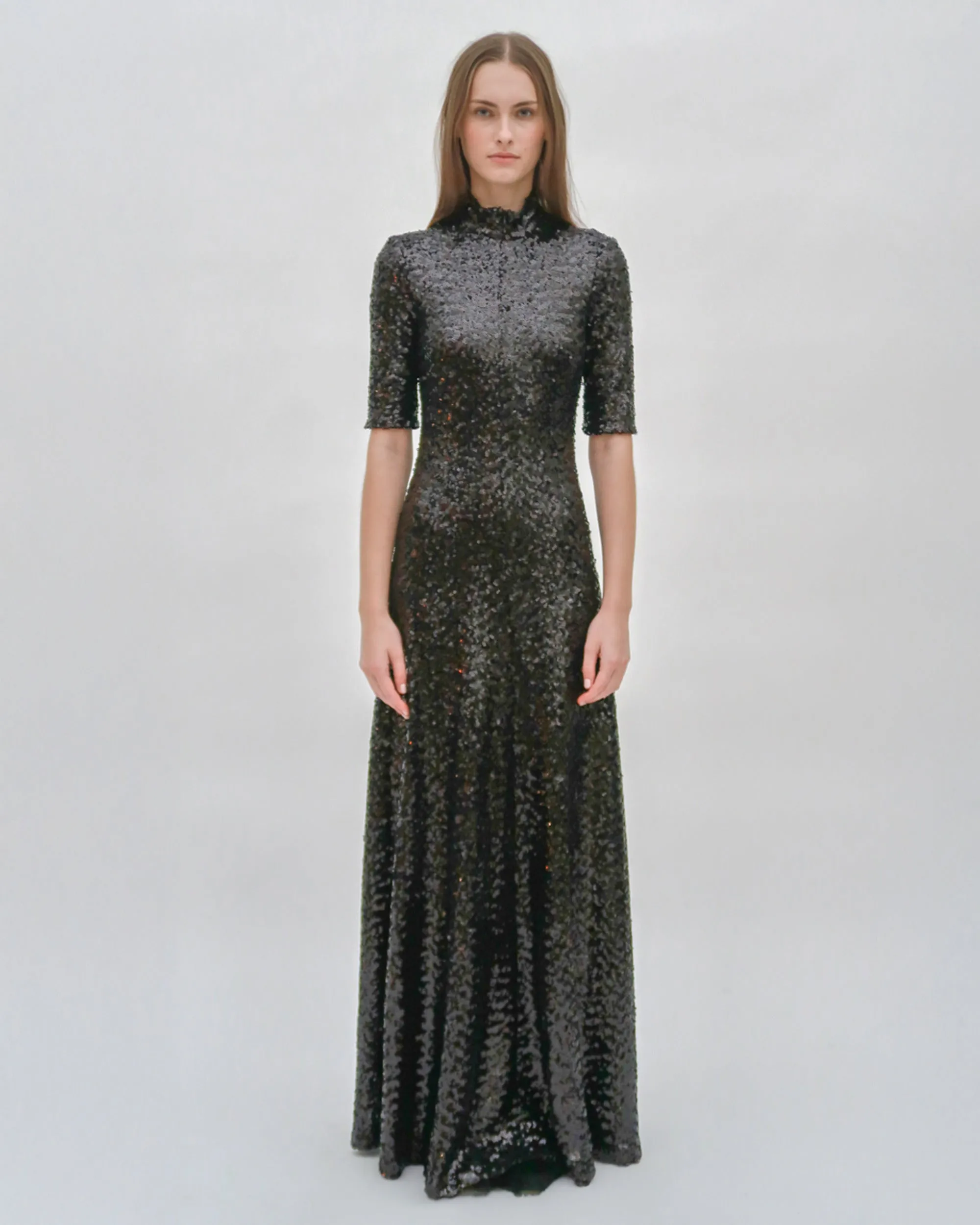 ZIP UP TURTLENECK GOWN